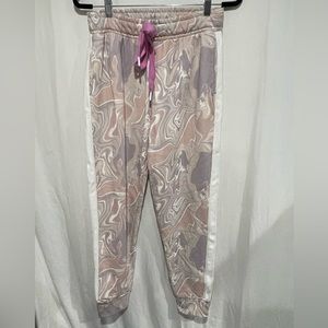 The Upside Tie Dye Marbled Sweat Pant, Pink & Neutral Mix , SIZE S, Orig. $128